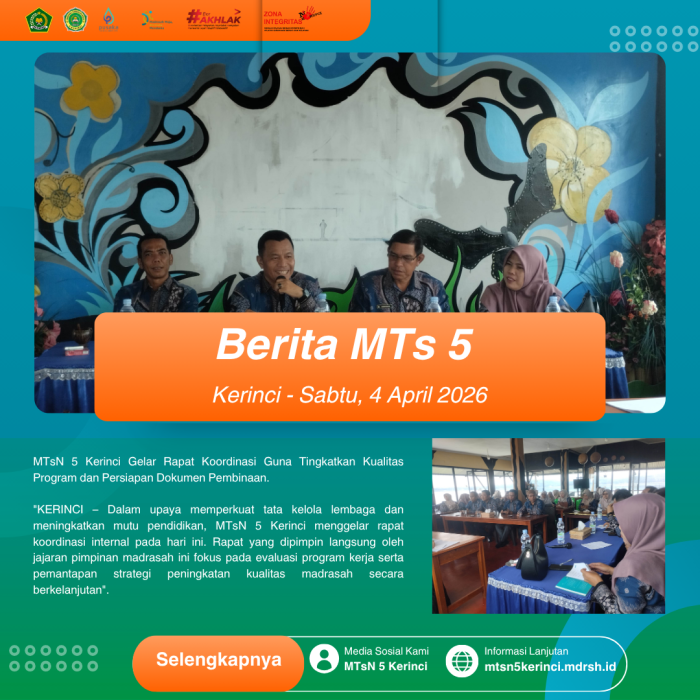 MTsN 5 Kerinci Gelar Rapat Koordinasi Guna Tingkatkan Kualitas Program dan Persiapan Dokumen Pembinaan