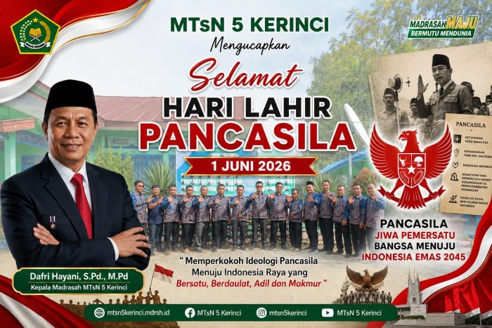 Kobarkan Semangat Persatuan dan Jiwa Nasionalisme MTsN 5 Kerinci Ucapkan Selamat Hari Lahir Pancasila 1 Juni 2026